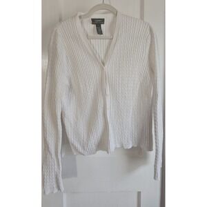 Vintage LAUREN RALPH LAUREN cotton blend woman Sz‎ L knit cardigan sweater